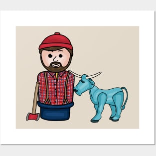 Paul Bunyan and Babe the Blue Ox Posters and Art